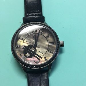 Black genuine leather band Jennifer Lopez watch